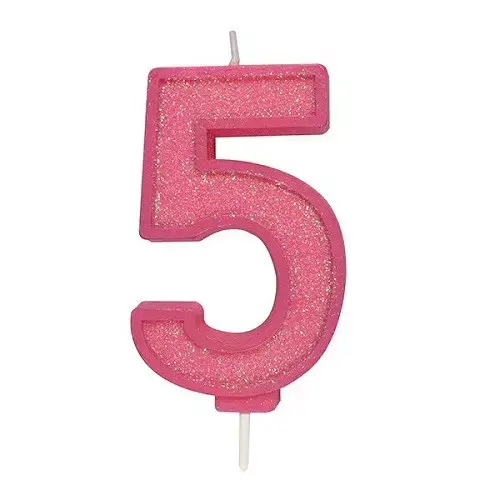 Taartkaars Cijfer 5 Roze Culpitt