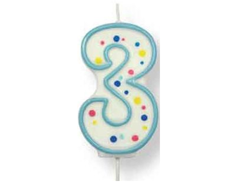 Taartkaars Cijfer 3 Blauw**
