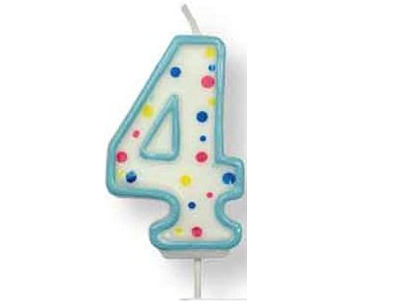 Taartkaars Cijfer 4 Blauw**