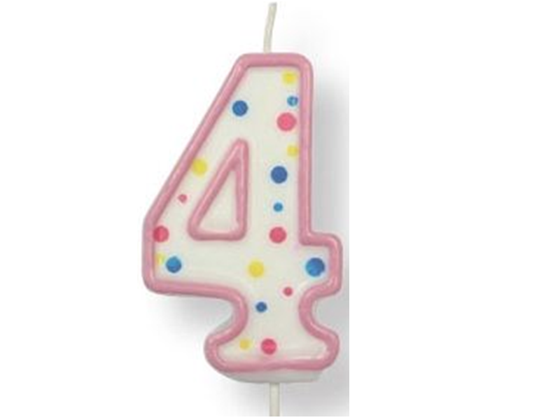 Taartkaars Cijfer 4 Roze**