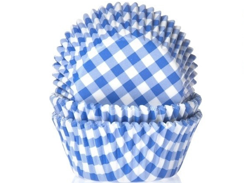 Cupcake Cups Boerenbont Ruit Blauw 50 stuks