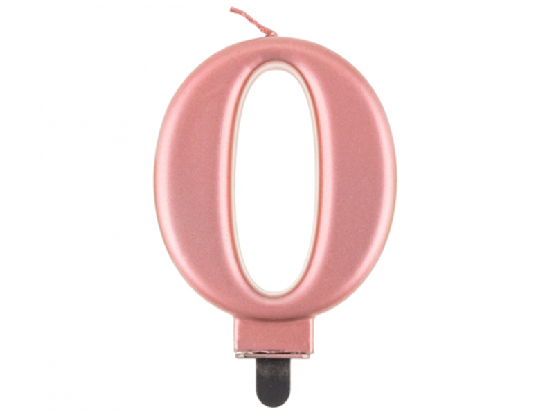 Taartkaars Rose Goud - Cijfer 0**