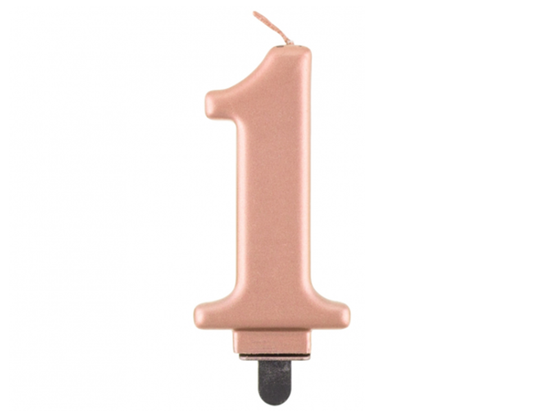 Taartkaars Rose Goud - Cijfer 1