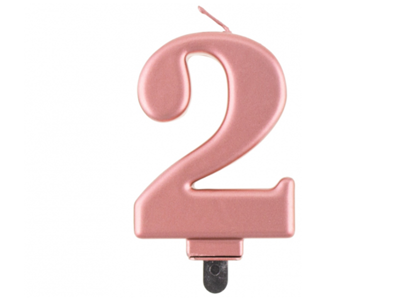 Taartkaars Rose Goud - Cijfer 2