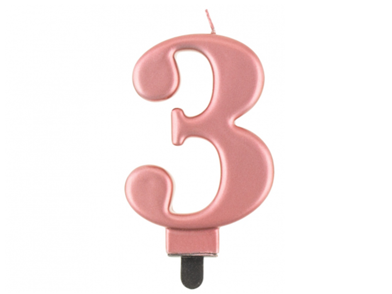 Taartkaars Rose Goud - Cijfer 3