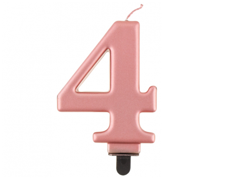 Taartkaars Rose Goud - Cijfer 4**