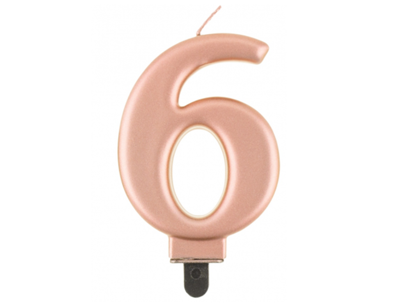 Taartkaars Rose Goud - Cijfer 6**