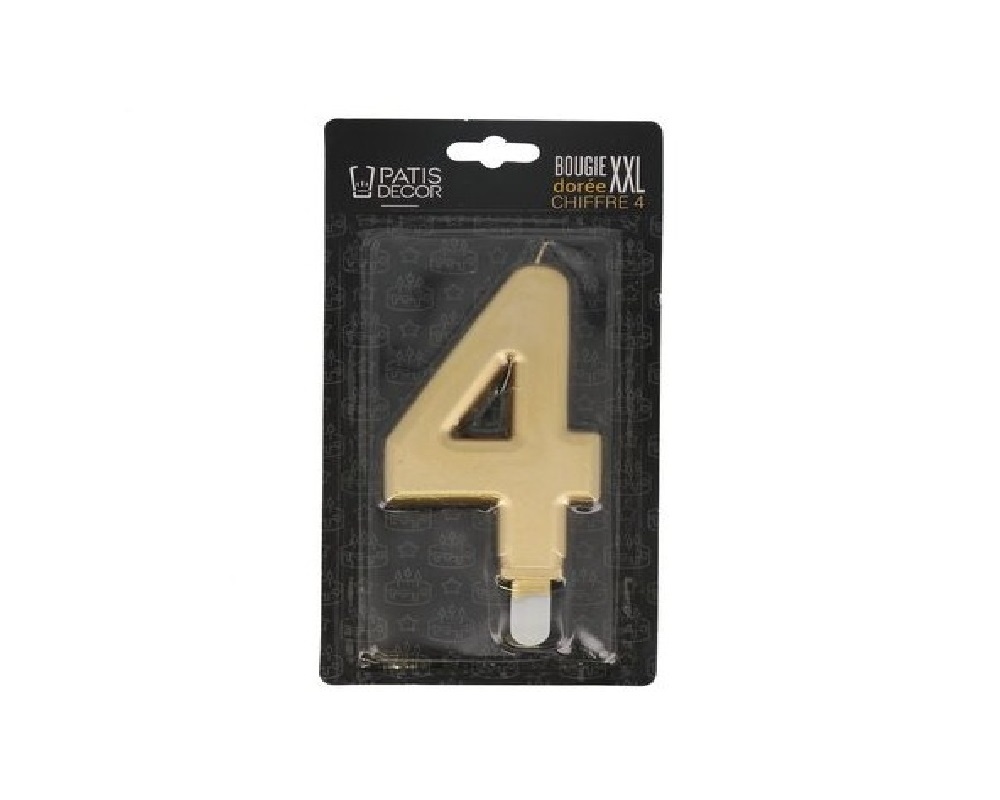 Taartkaars Cijfer 4 Goud XXL**