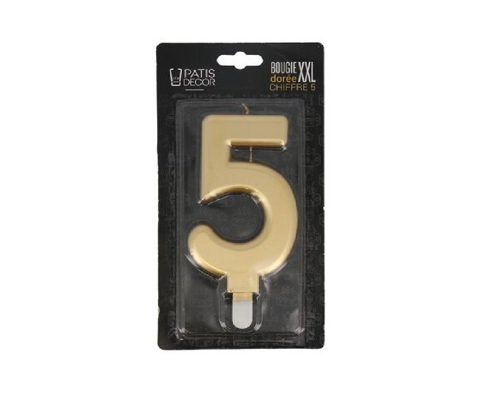 Taartkaars Cijfer 5 Goud XXL**