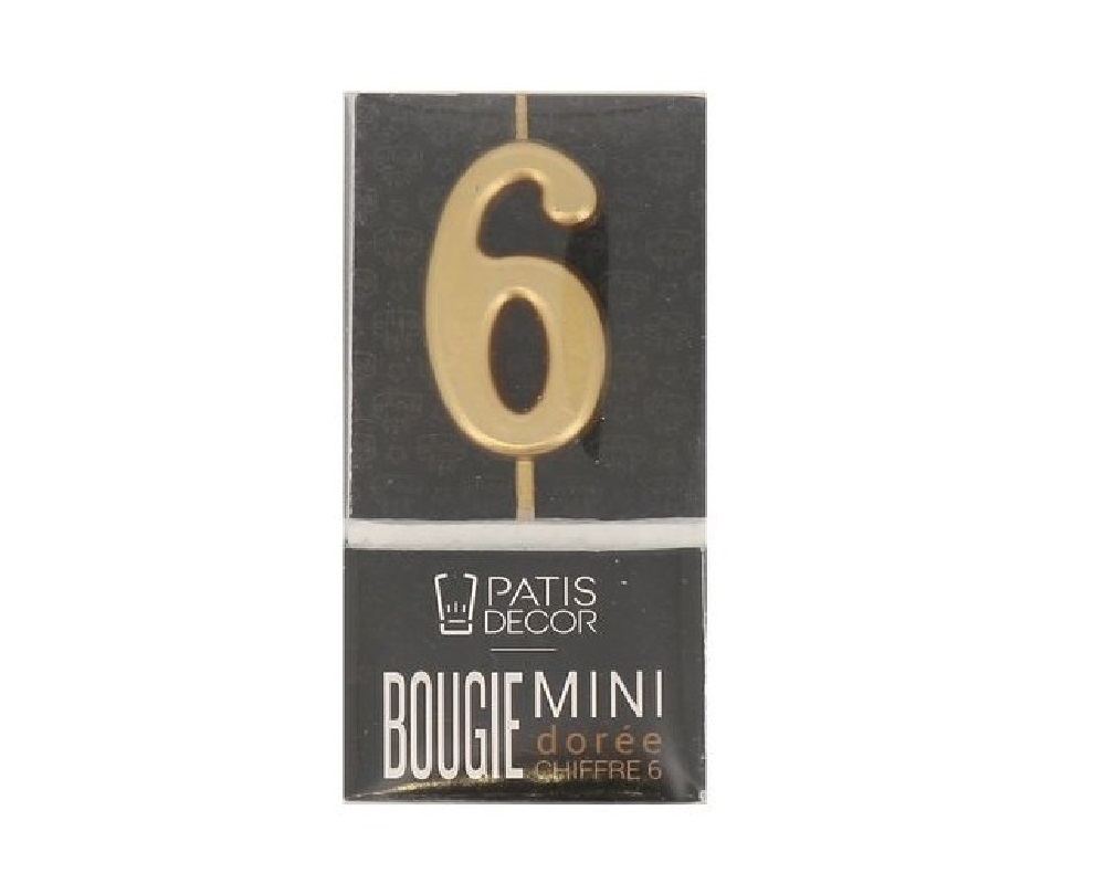 Taartkaars Cijfer 6 Goud Klein