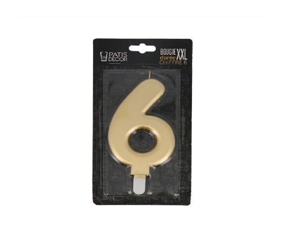 Taartkaars Cijfer 6 Goud XXL**