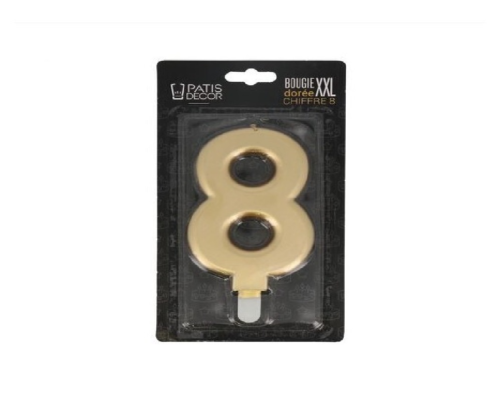 Taartkaars Cijfer 8 Goud XXL**
