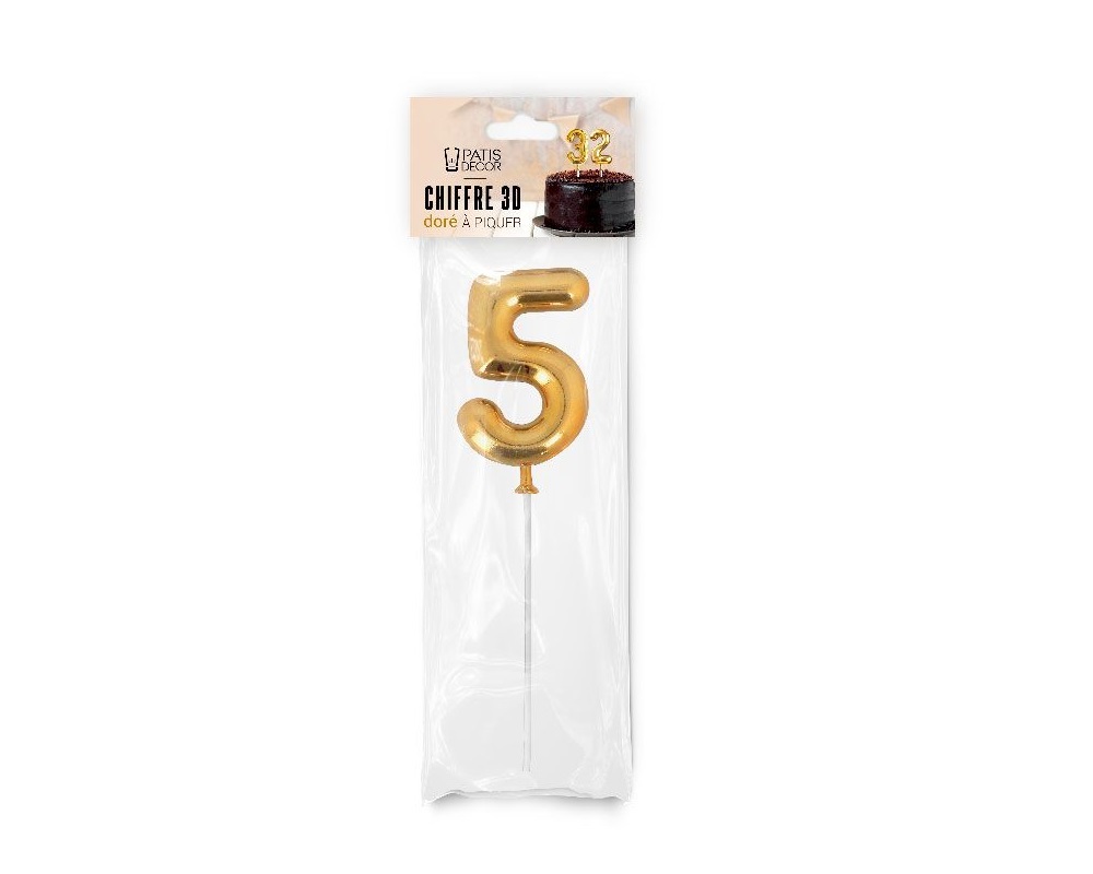 Taarttopper 5 Ballon Goud**