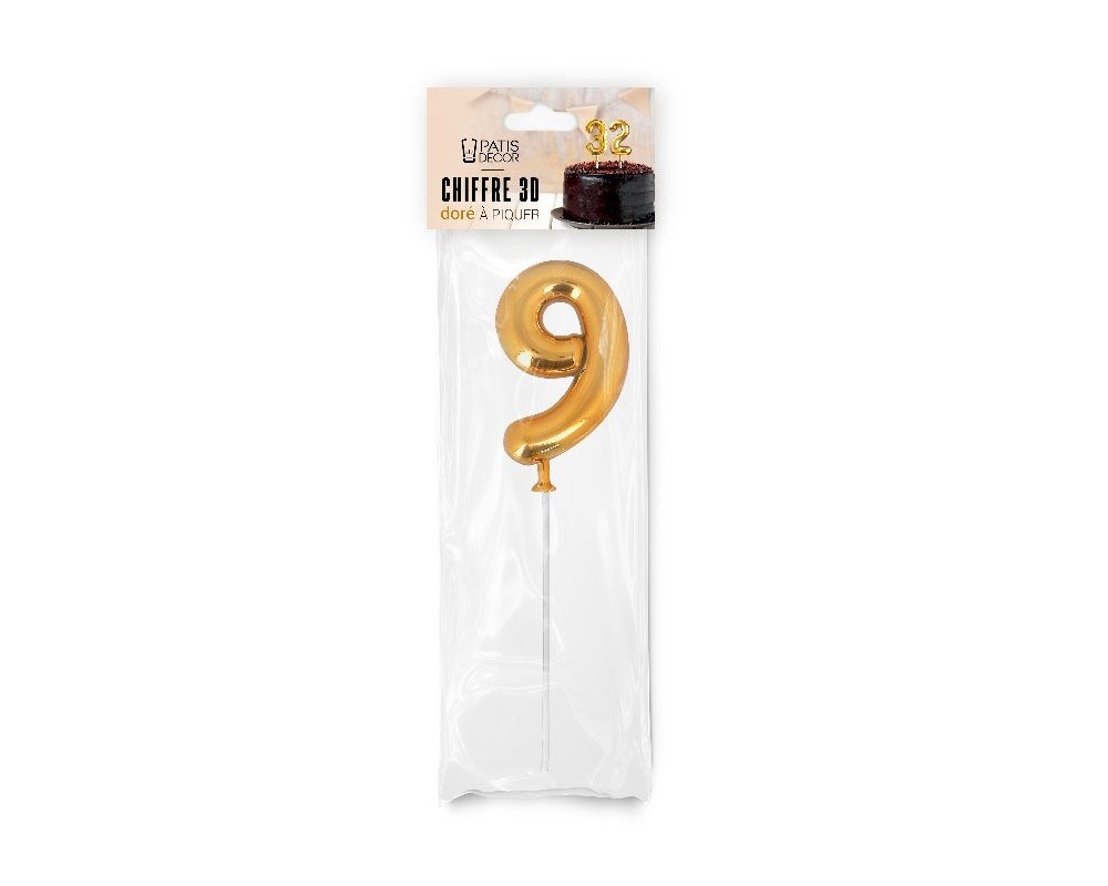 Taarttopper 9 Ballon Goud**