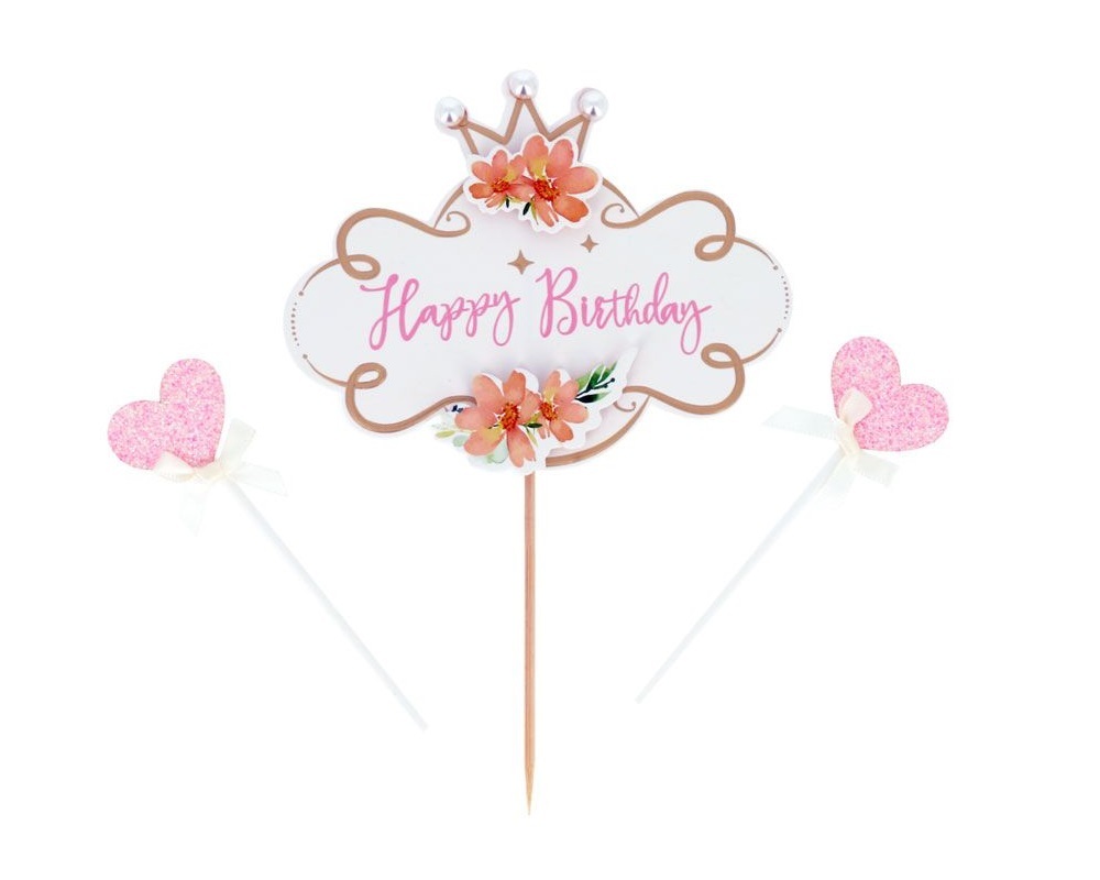 Taarttopper Set Vintage Happy Birthday