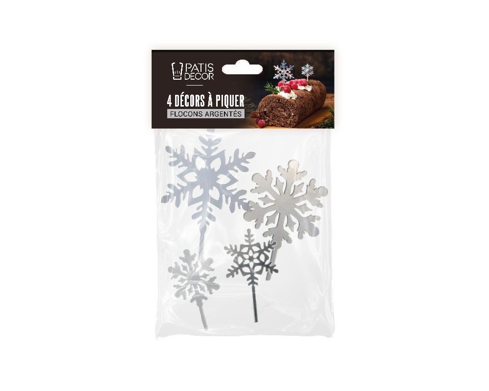 Taarttoppers Sneeuwvlok Zilver set/4
