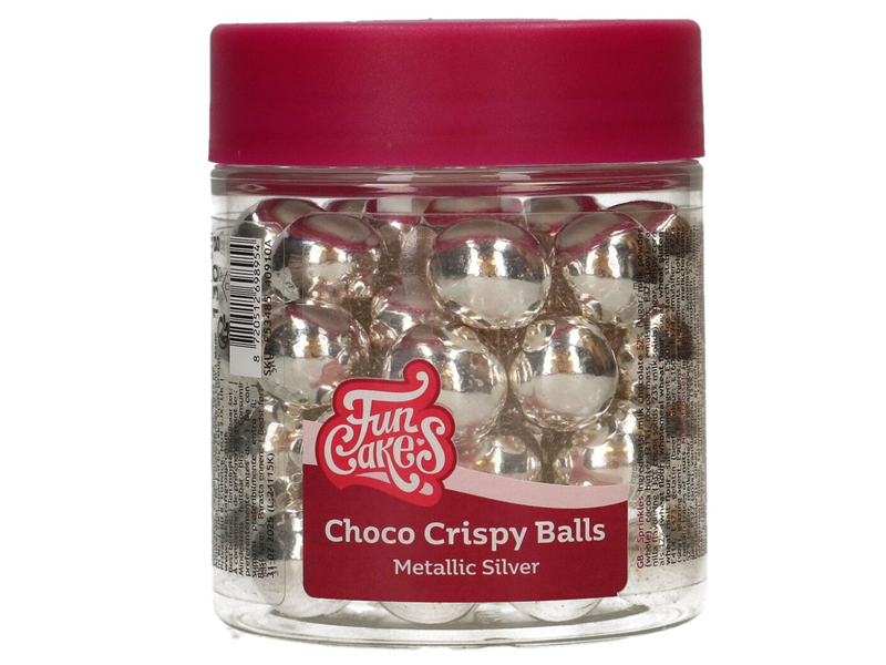 Funcakes Choco Crispy ballen - Metallic Zilver