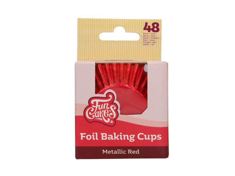 FunCakes Folie Baking Cups - Metallic Rood pk/48