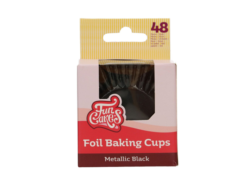 FunCakes Folie Baking Cups - Metallic Zwart pk/48