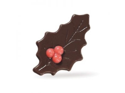 CaH12414 Chocolade decoratie Hulst puur met bes 12st.