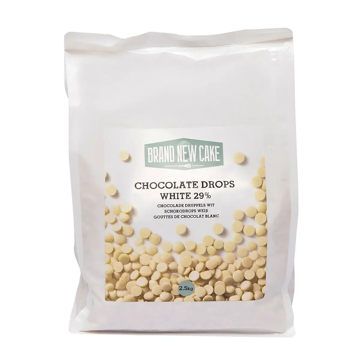 BrandNewCake Chocolade Druppels Wit (29%) 2,5kg