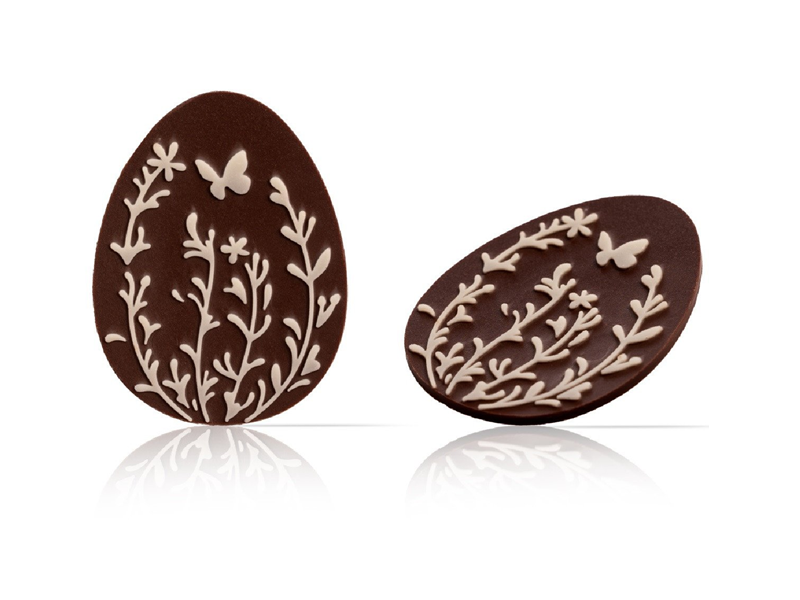 Chocoladedecoratie Paasei met Bloemenveld 6 stuks