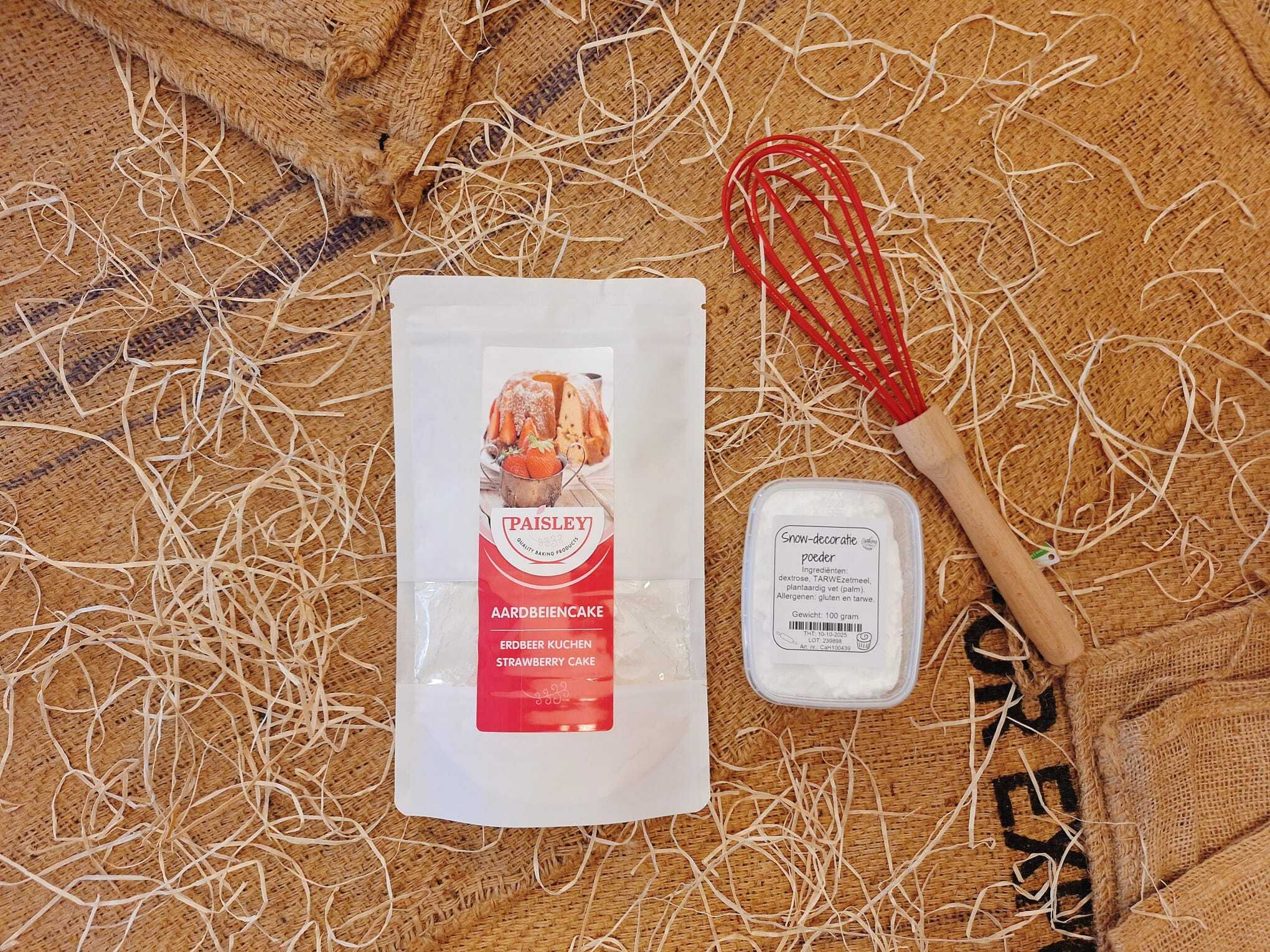 Cadeaupakket 'Aardbeien cake met garde