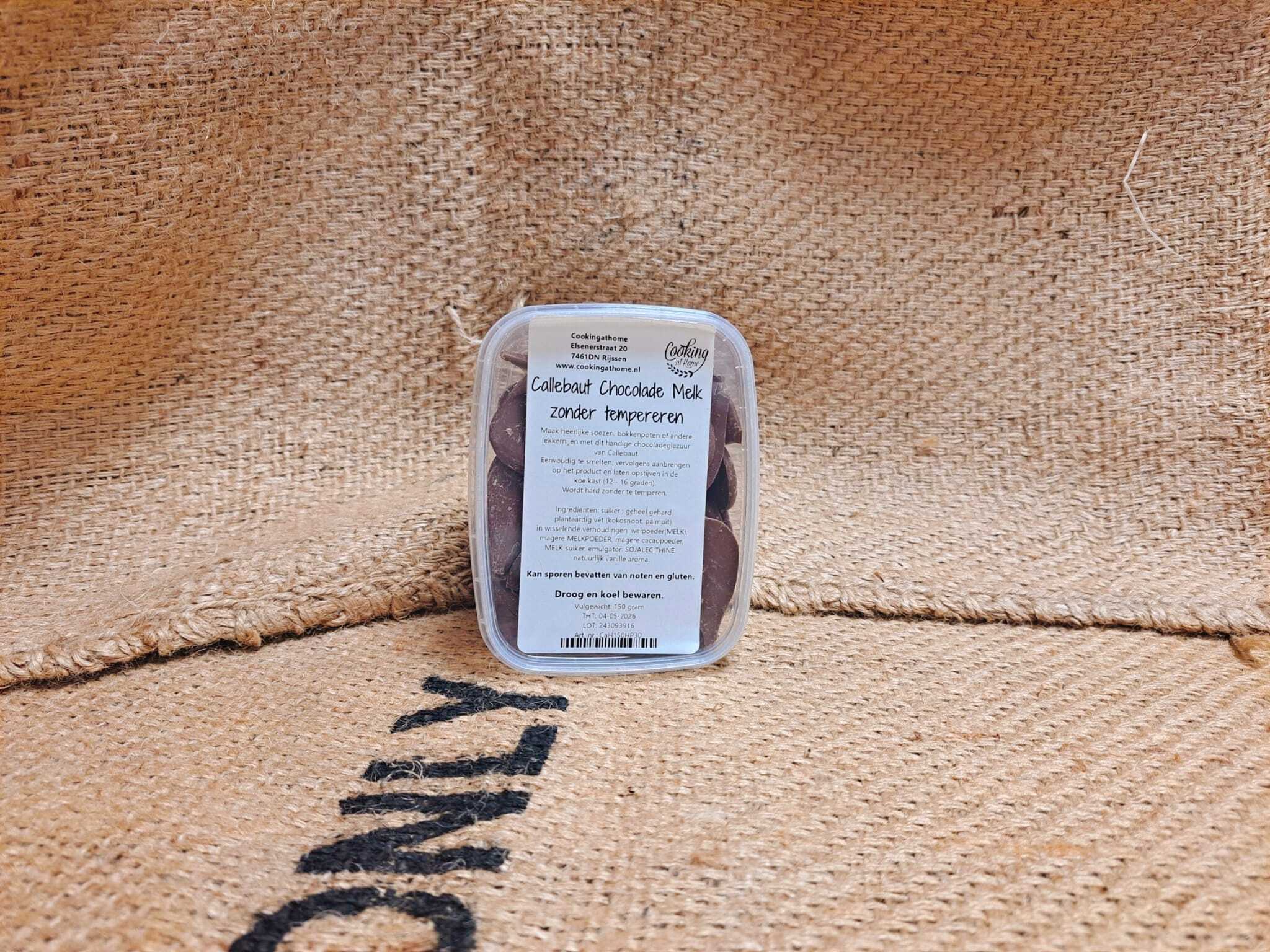 Callebaut chocolade Melk zonder tempereren 150 gram