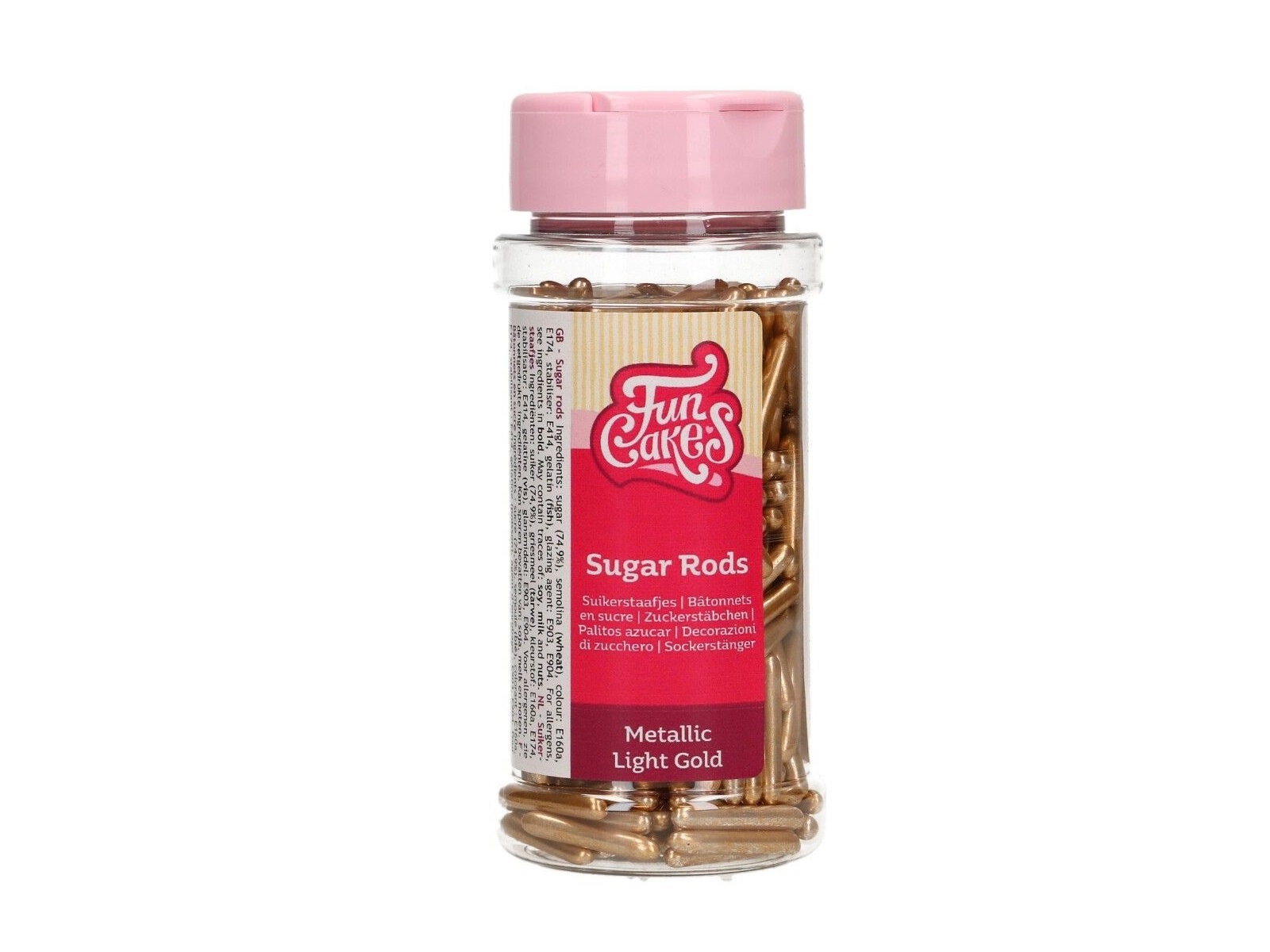 FunCakes Metallic Sugar Rods XL Licht Goud 70 g