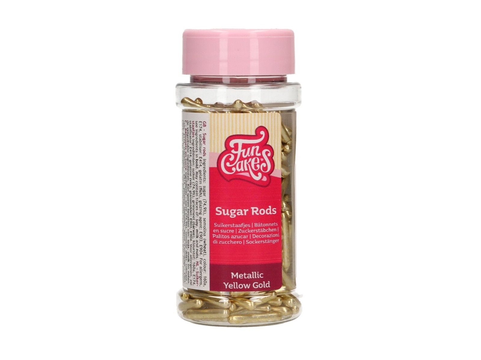 FunCakes Metallic Sugar Rods XL Yellow Gold 70 g