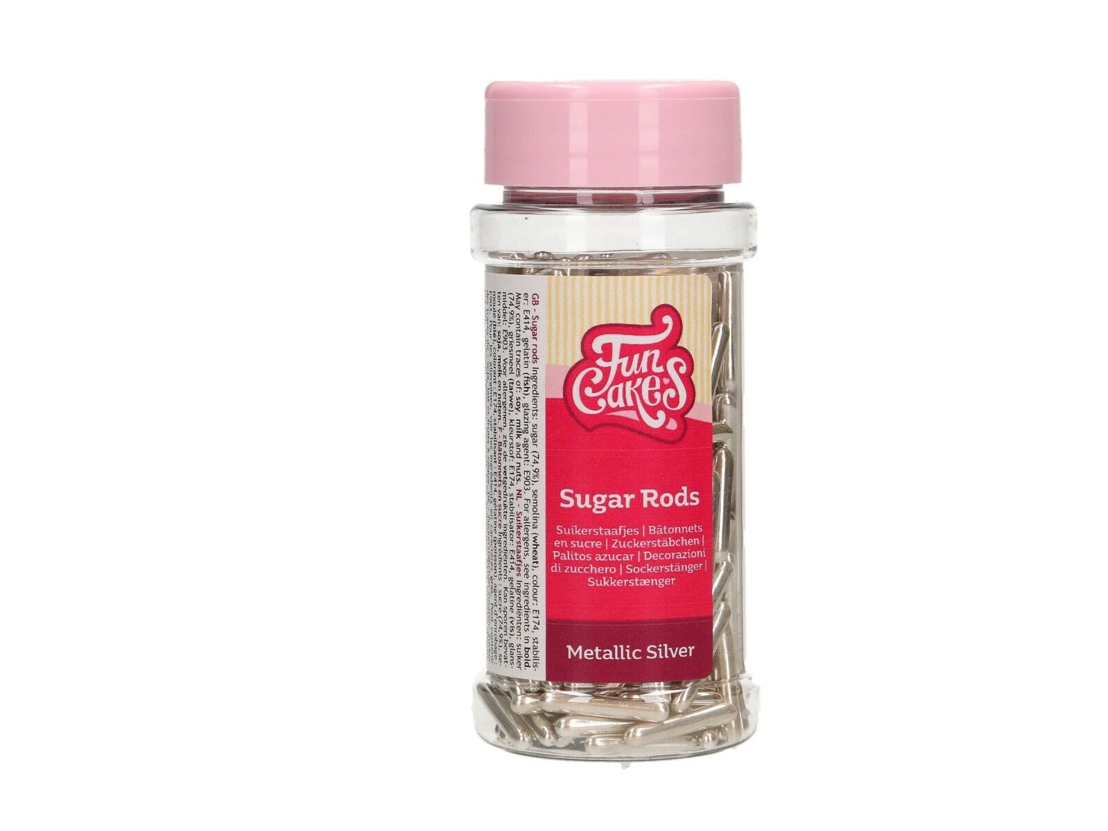 FunCakes Metallic Sugar Rods XL Zilver 70g