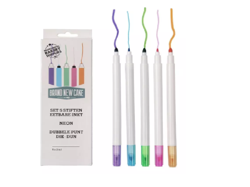 Brandnewcake stiften neon eetbare inkt set 5