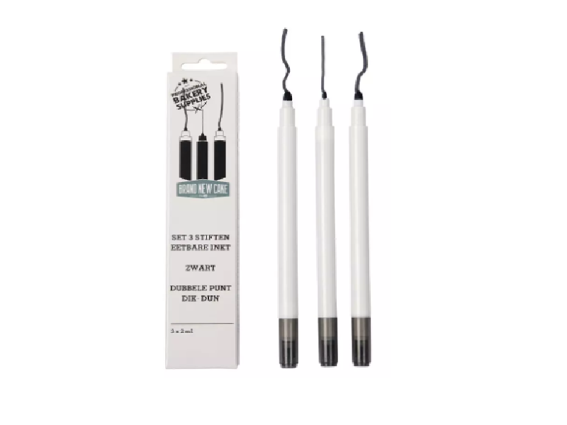 Brandnewcake zwarte stiften eetbare inkt set3
