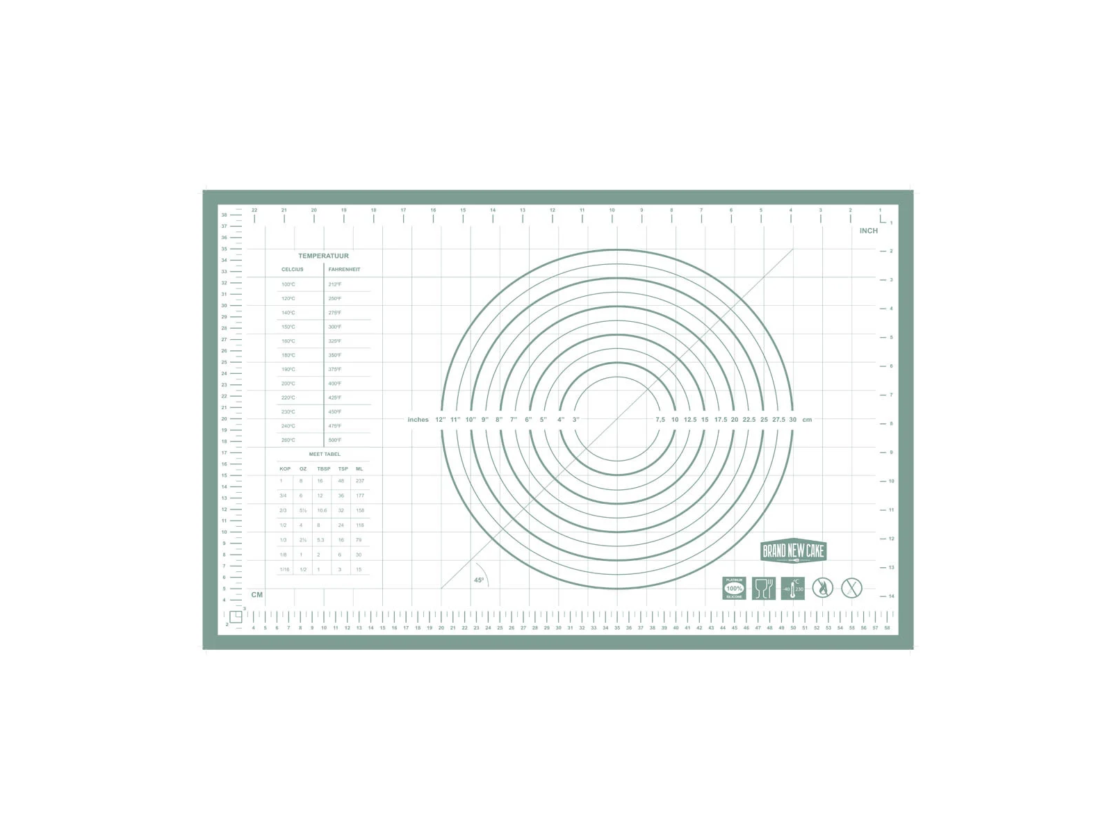BrandNewCake Uitrol Bakmat met Maatindeling 60x40cm
