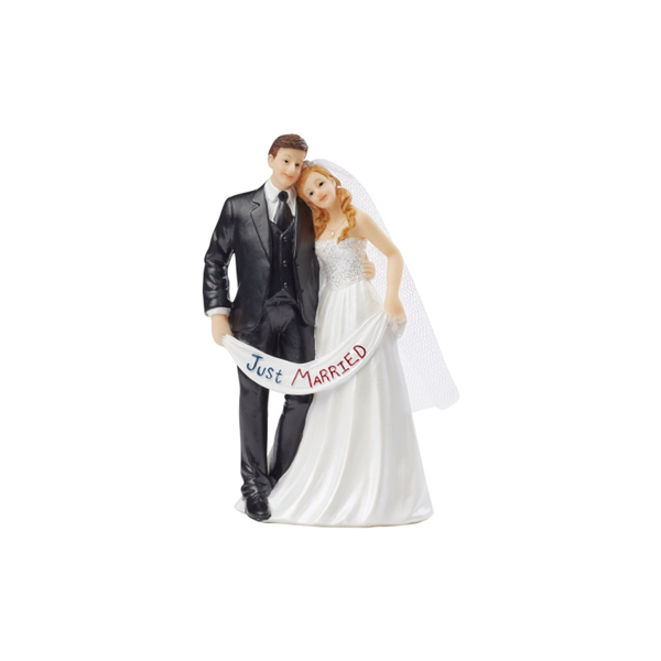 Taarttopper Bruidspaar Just Married Polystone 13,5cm