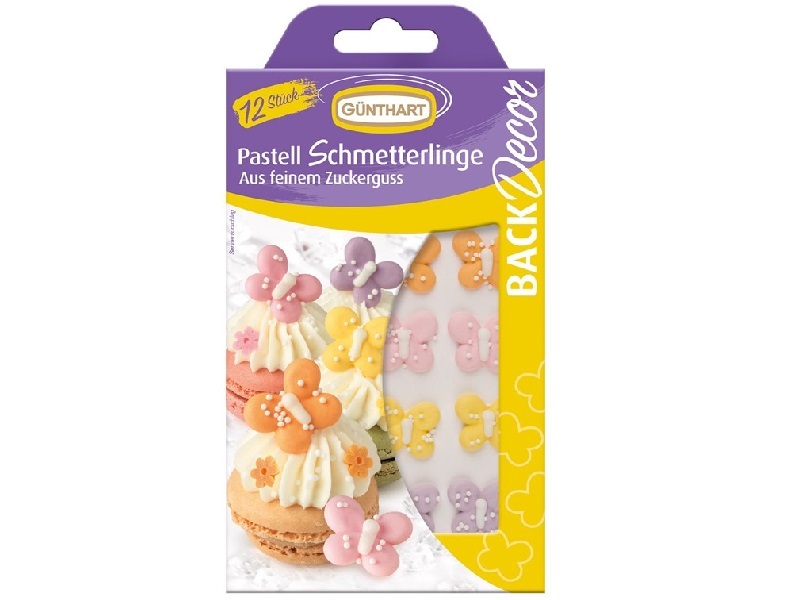 Günthart Suikerdecoratie Vlinders Pastel 12st.