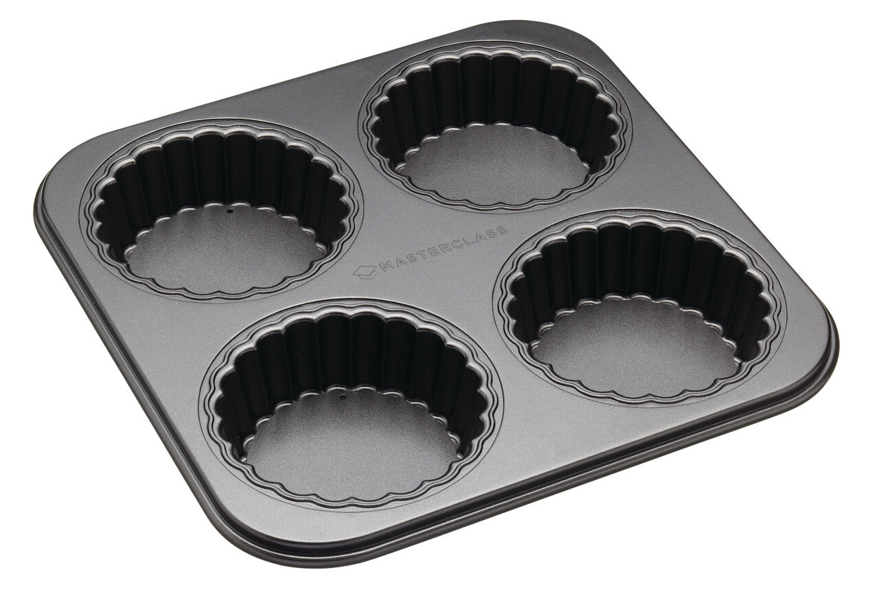 MasterClass Mini Tartelette Bakvorm Antiaanbak met Losse bodem - 4 stuks