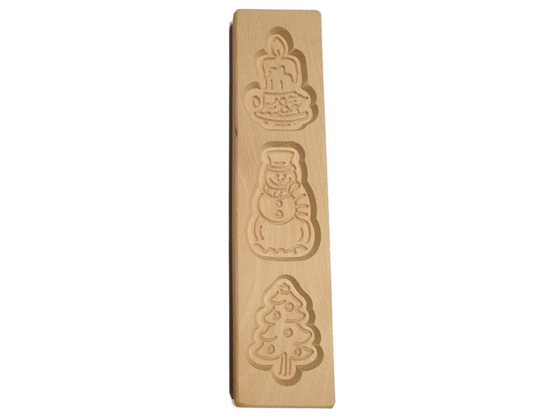 Speculaasplank Kerst (Kaars/Sneeuwpop/Kerstboom) (3x) 8x7cm.