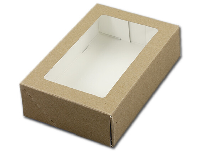Taartdoos met venster 19x12.5x5cm. Kraft (uit 1 stuk)