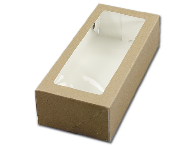 Taartdoos met venster 26x12x7cm. Kraft (uit 1 stuk)