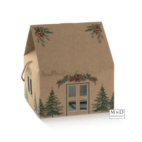 17197812S Kersthuis Karton bruin 24,5x24,5x15/25 cm