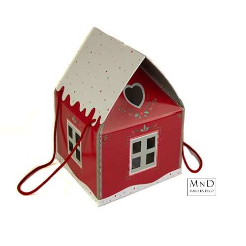 1737835 Kersthuis Karton Rood 20x20x18cm