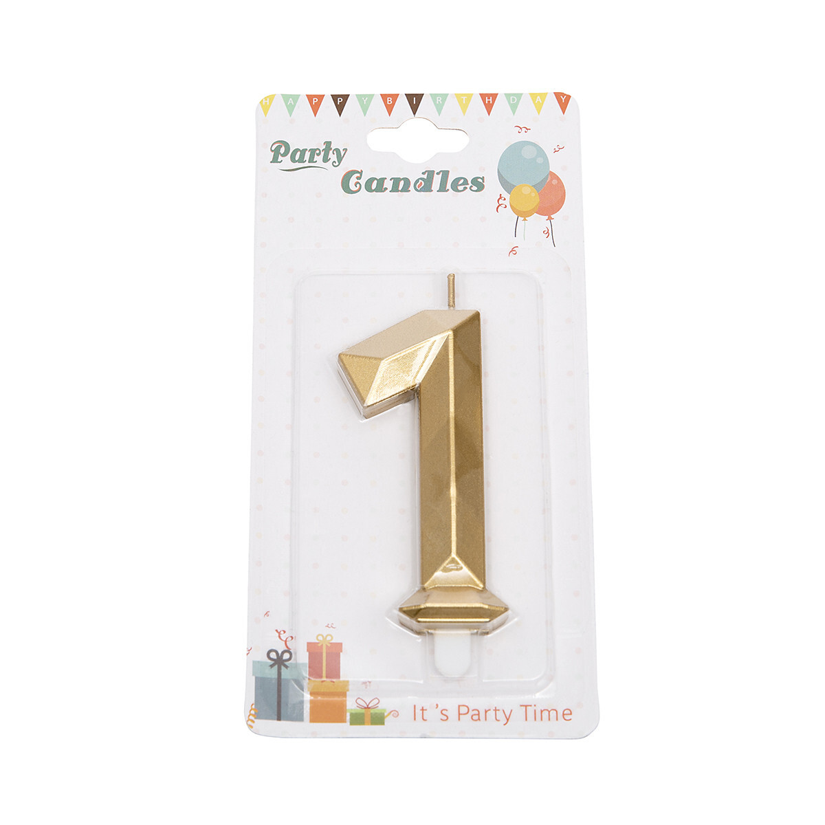 Taartkaars Geo Goud Cijfer 1