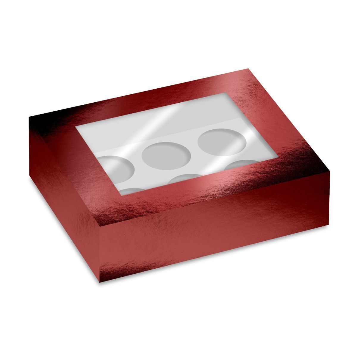 Simply Making Cupcake Box Venster Rood Metallic 6 pk/2