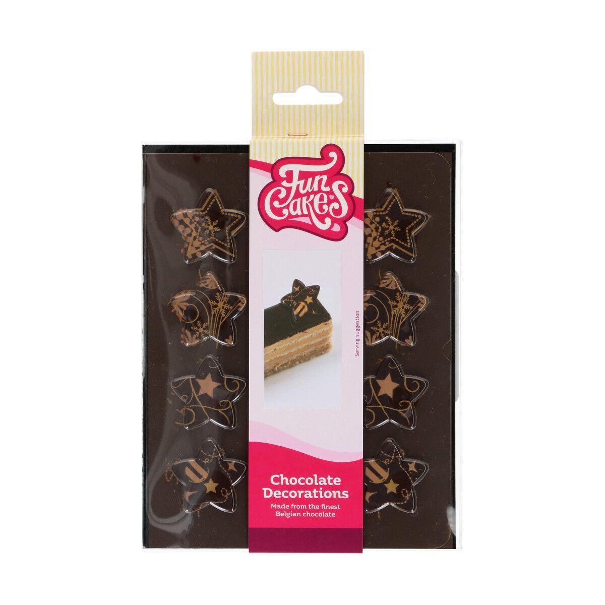 FUNCAKES2023_F50665_FUNCAKES_CHOCOLATE_DECORATIONS_BRONZE_GOLD_STARS_JPG_1 FunCakes Chocolade Decoraties Brons/Goud - Sterren Set/12