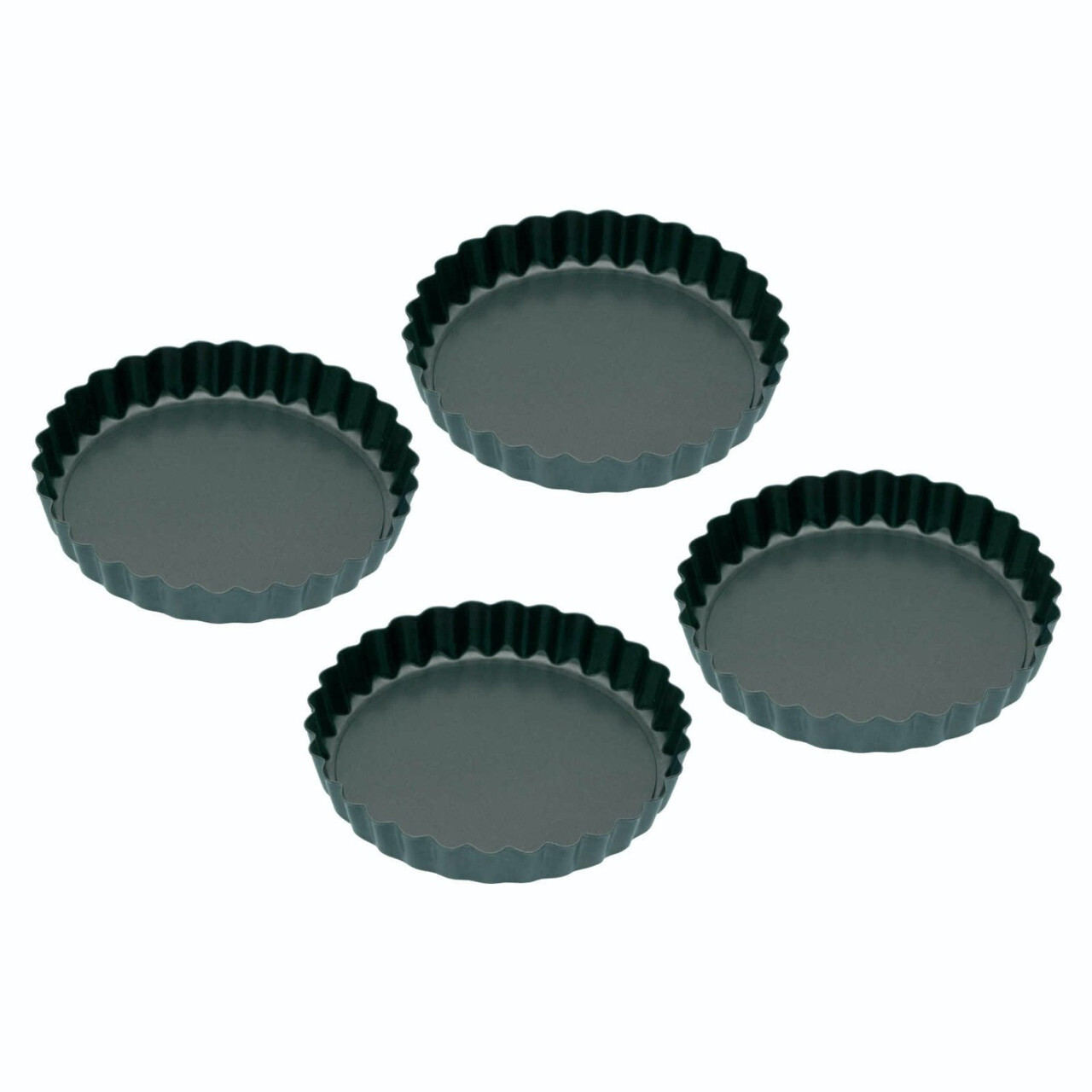 KitchenCraft Non-Stick Mini Fluted Flan Tins, Set of 4
