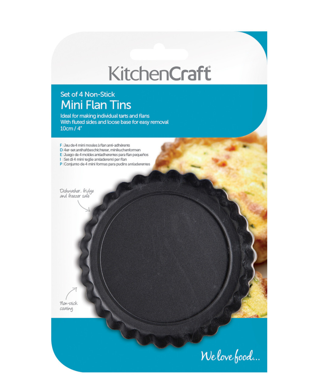 KitchenCraft Non-Stick Mini Fluted Flan Tins, Set of 4