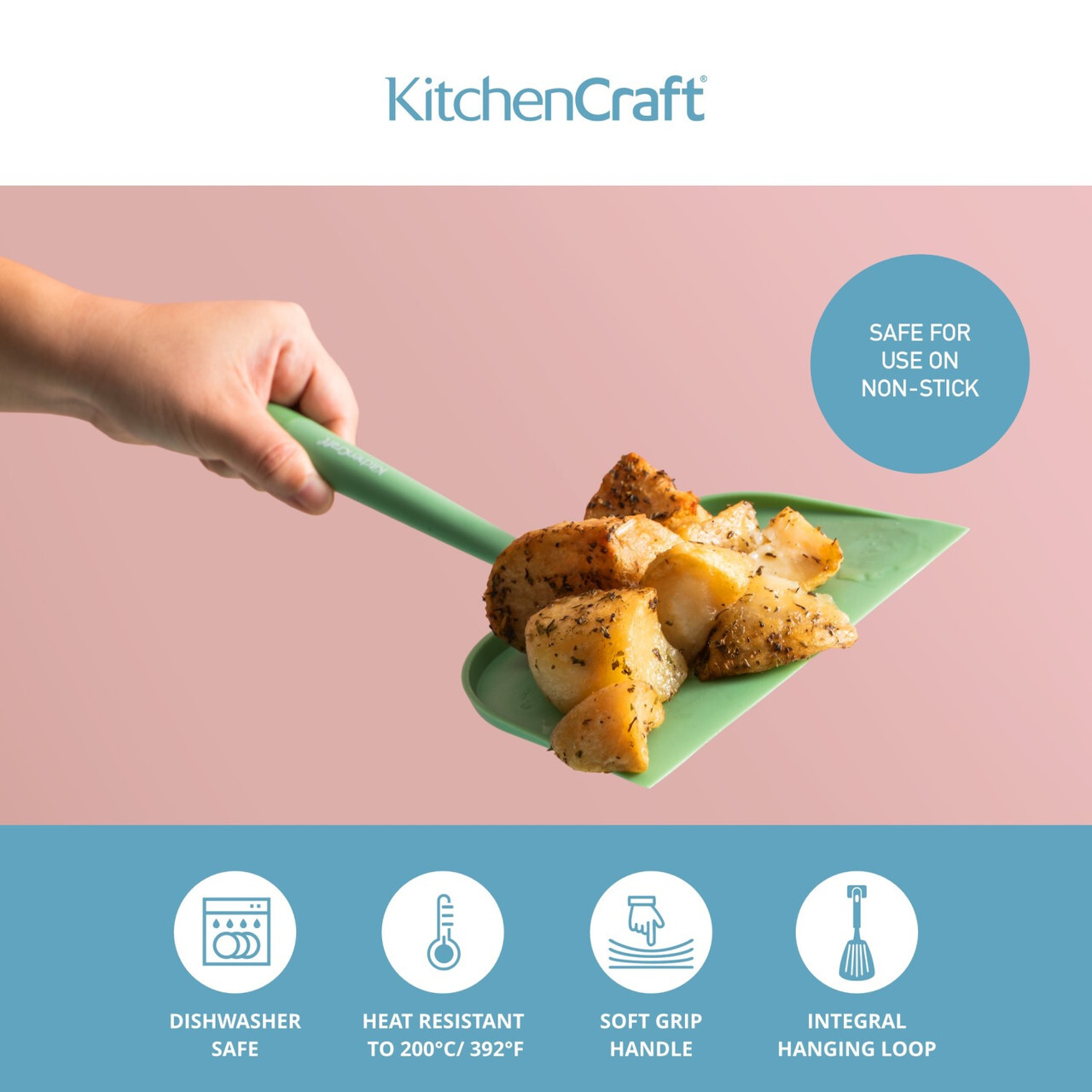 KitchenCraft Silicone Roasting Scoop, Light Green, 31cm