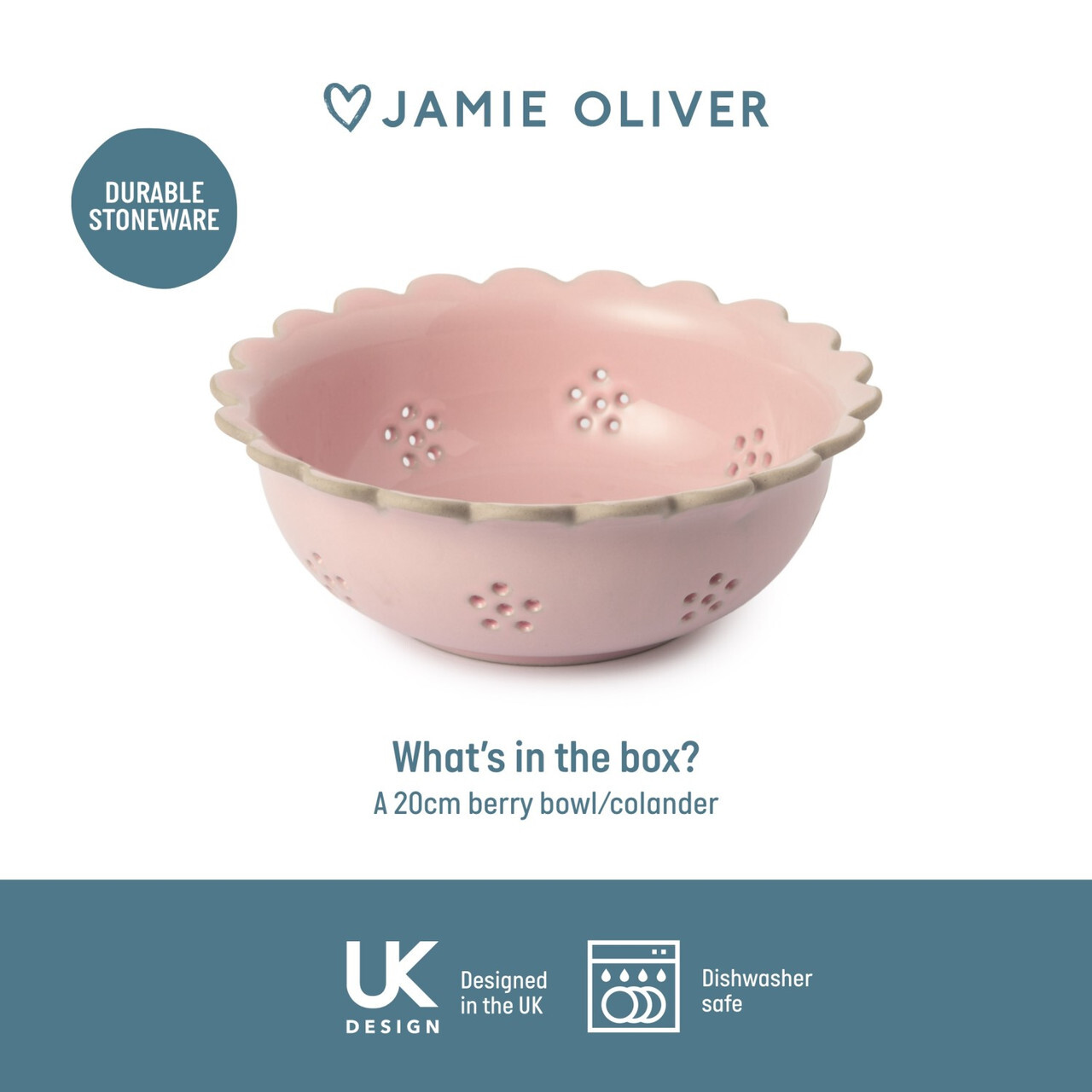 Jamie Oliver Big Love Beautiful Berry Bowl, 20cm, Pink, Stoneware