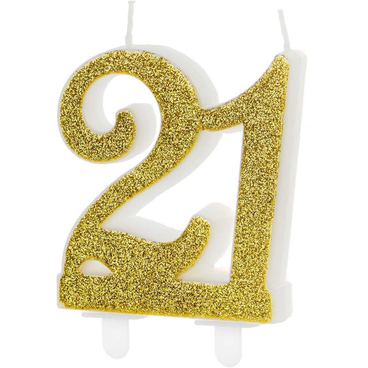 Taartkaars Cijfer 21 Goud**